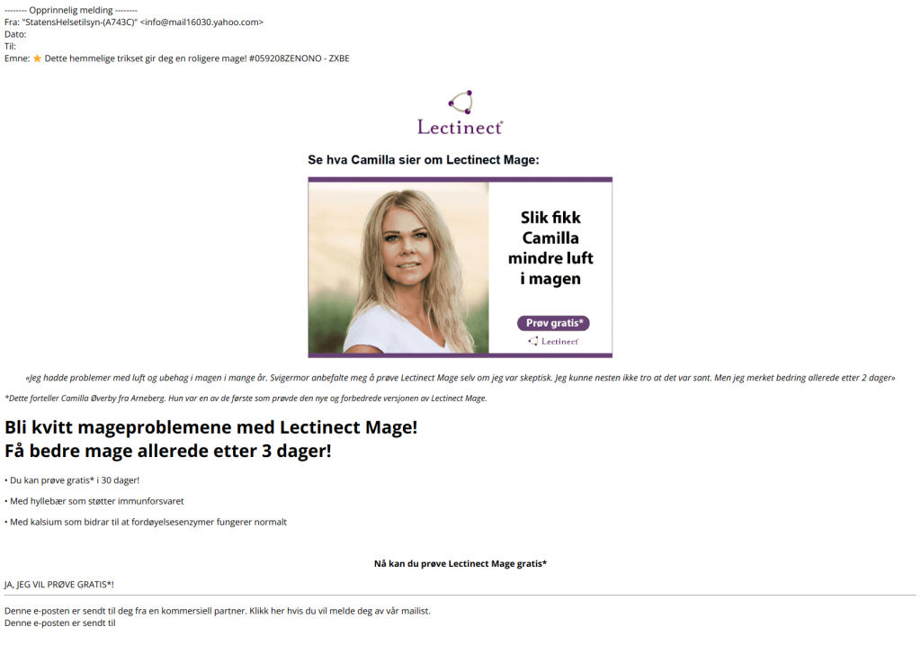 Bilde av svindel epost