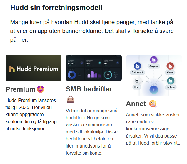 Skjermbilde av nyhetsbrev fra Hudd i desember 2024.