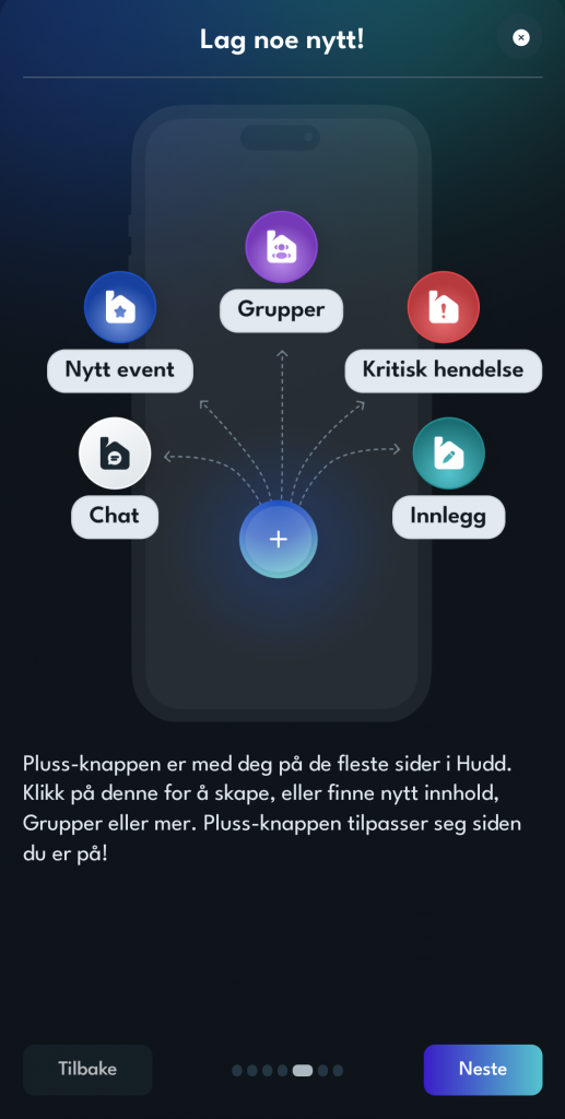 Skjermbilde fra oppstartsprosess i Hudd-appen.