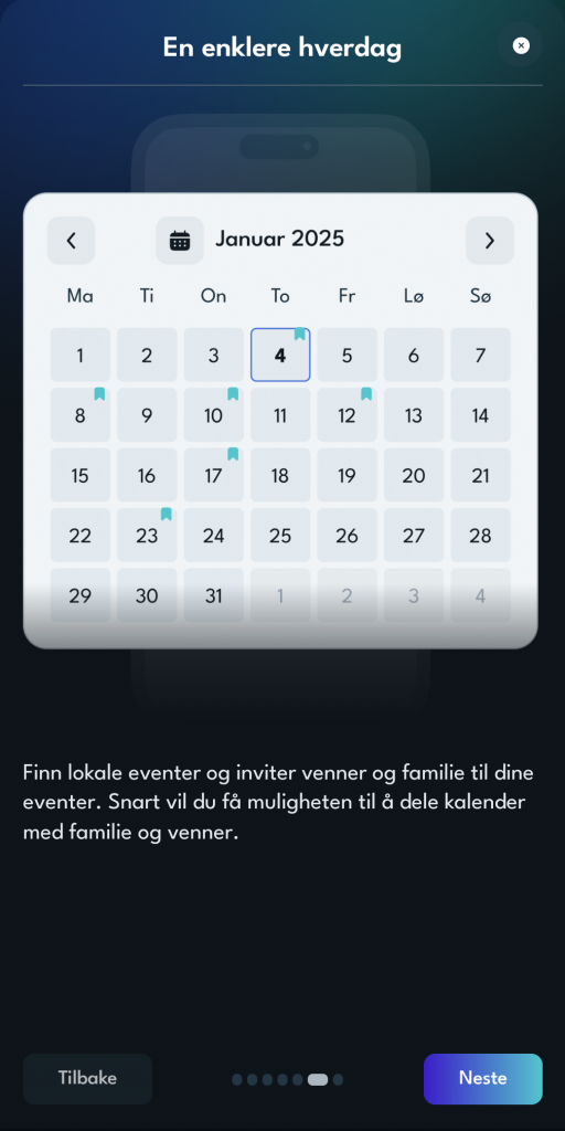 Skjermbilde fra oppstartsprosess i Hudd-appen.