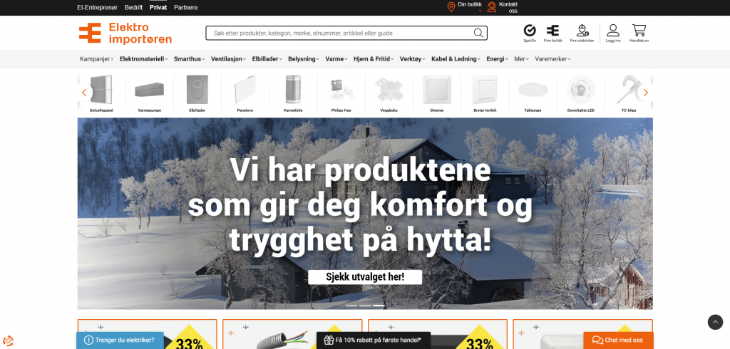 Skjermbilde fra elektroimportoren.no.