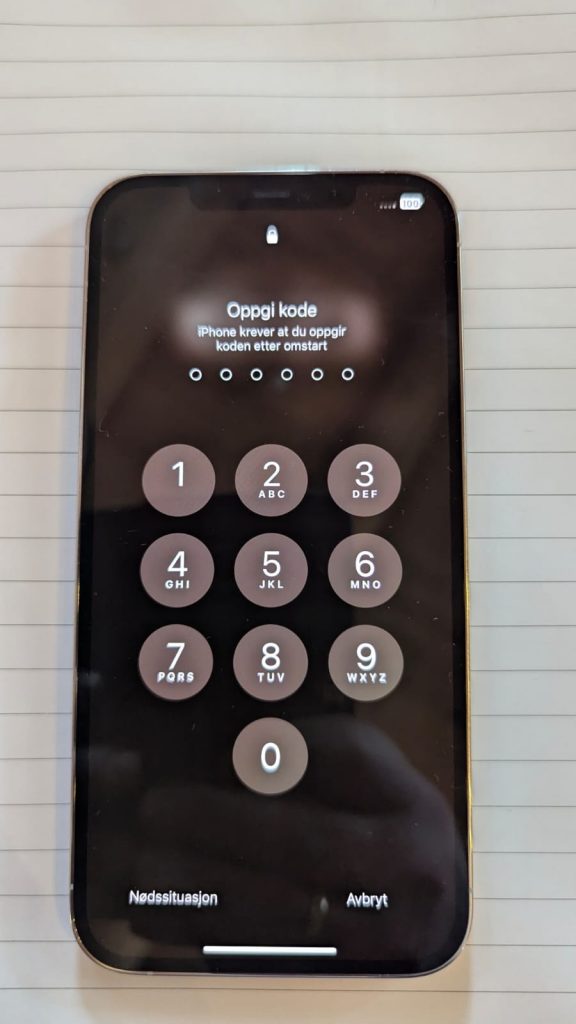 iPhone i BFU-modus etter omstart