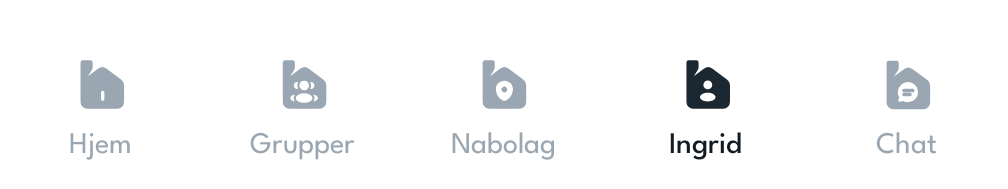 Skjermbilde av bunnlinjen i Hudd-appen.