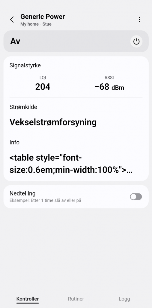 Skjermbilde av smartapp.