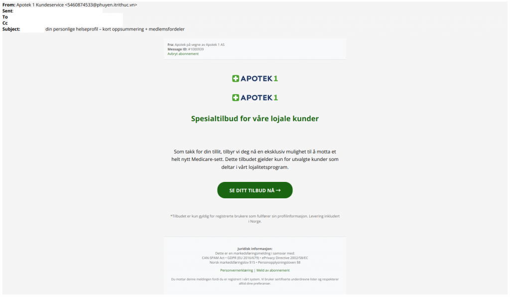 Bilde av svindel-epost fra apotek1