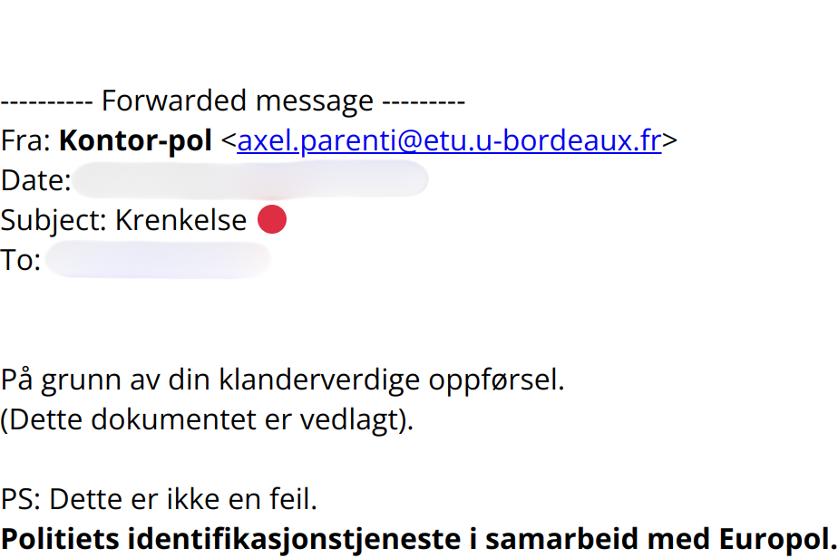 bilde som viser svindel epost