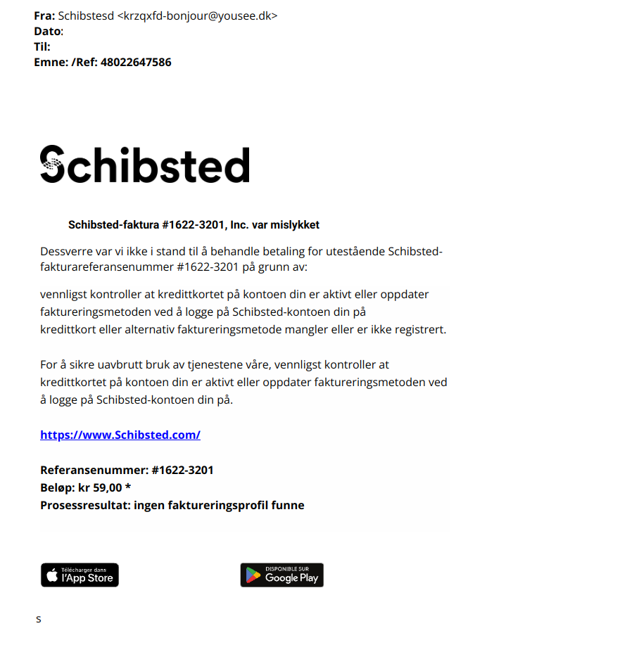 bilde av phishing-epost