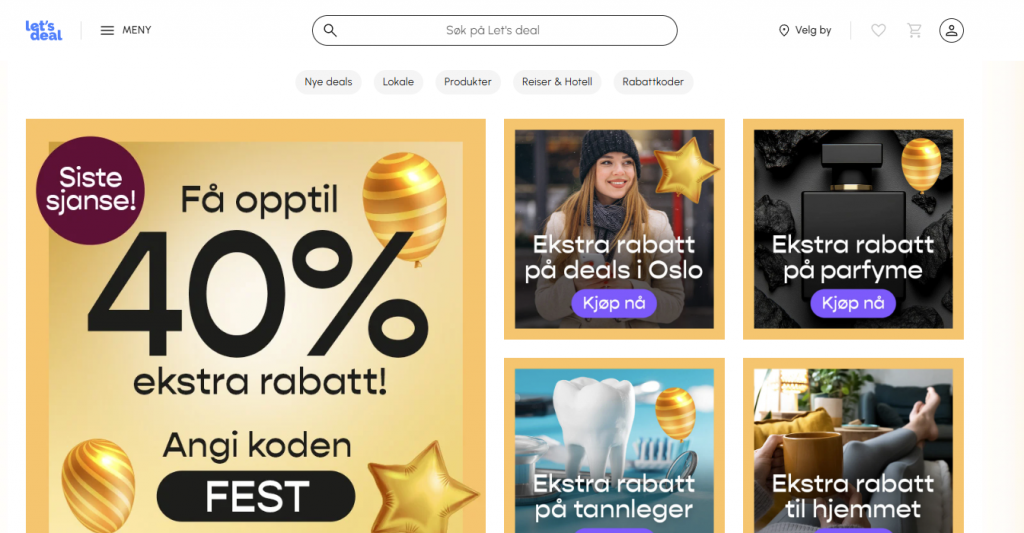bilde av forsiden på letsdeal.no