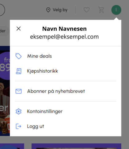 Skjermbilde av Min Side-mulighetene
