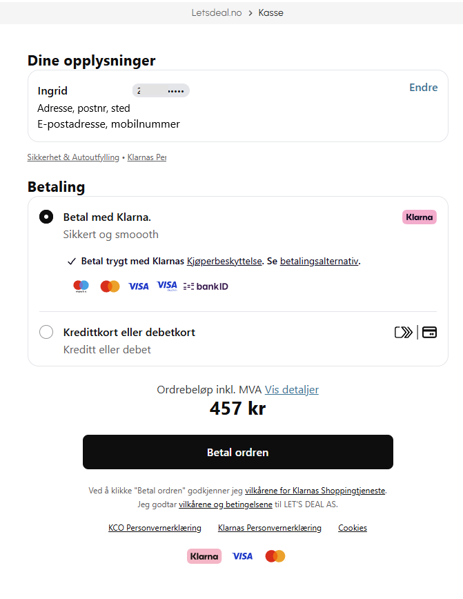 viser betalingsmåte