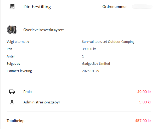 bilde av ordrebekreftelse