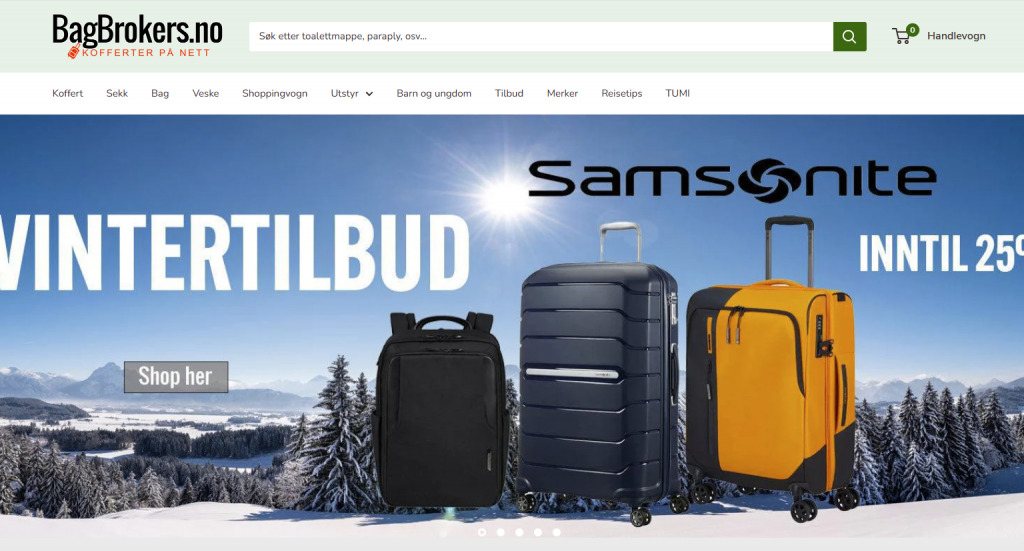 skjermbilde av bagbrokers.no
