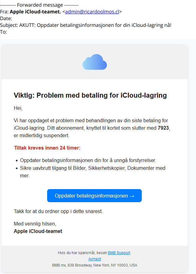 bilde som viser svindelepost