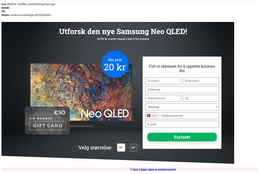 bilde av svindel-epost