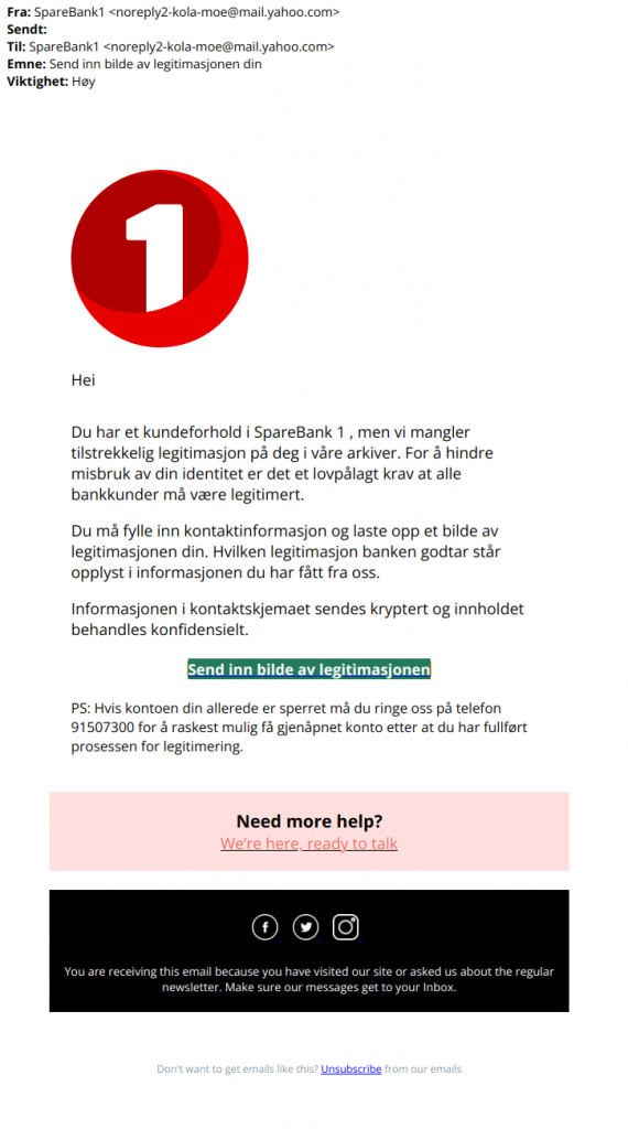 Bilde av svindelmail.