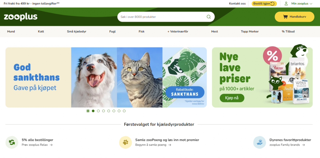 Skjermdump fra www.zooplus.no/