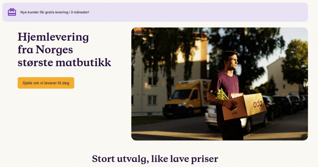 skjermdump fra Oda.no