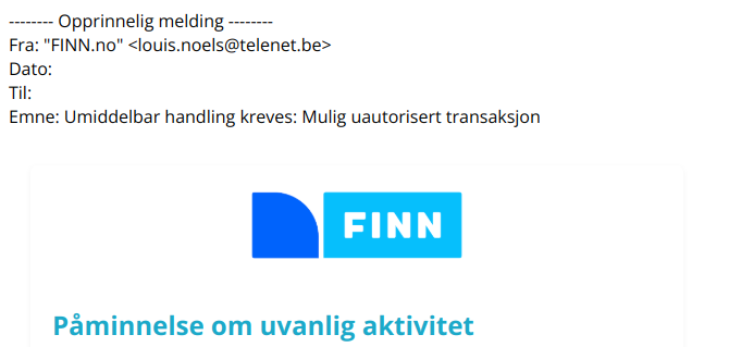 Bilde av toppen på en svindelepost