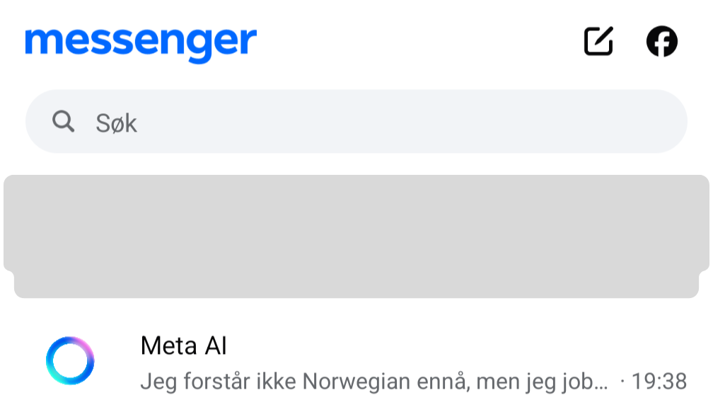 Bilde som viser hvordan Meta AI vises.