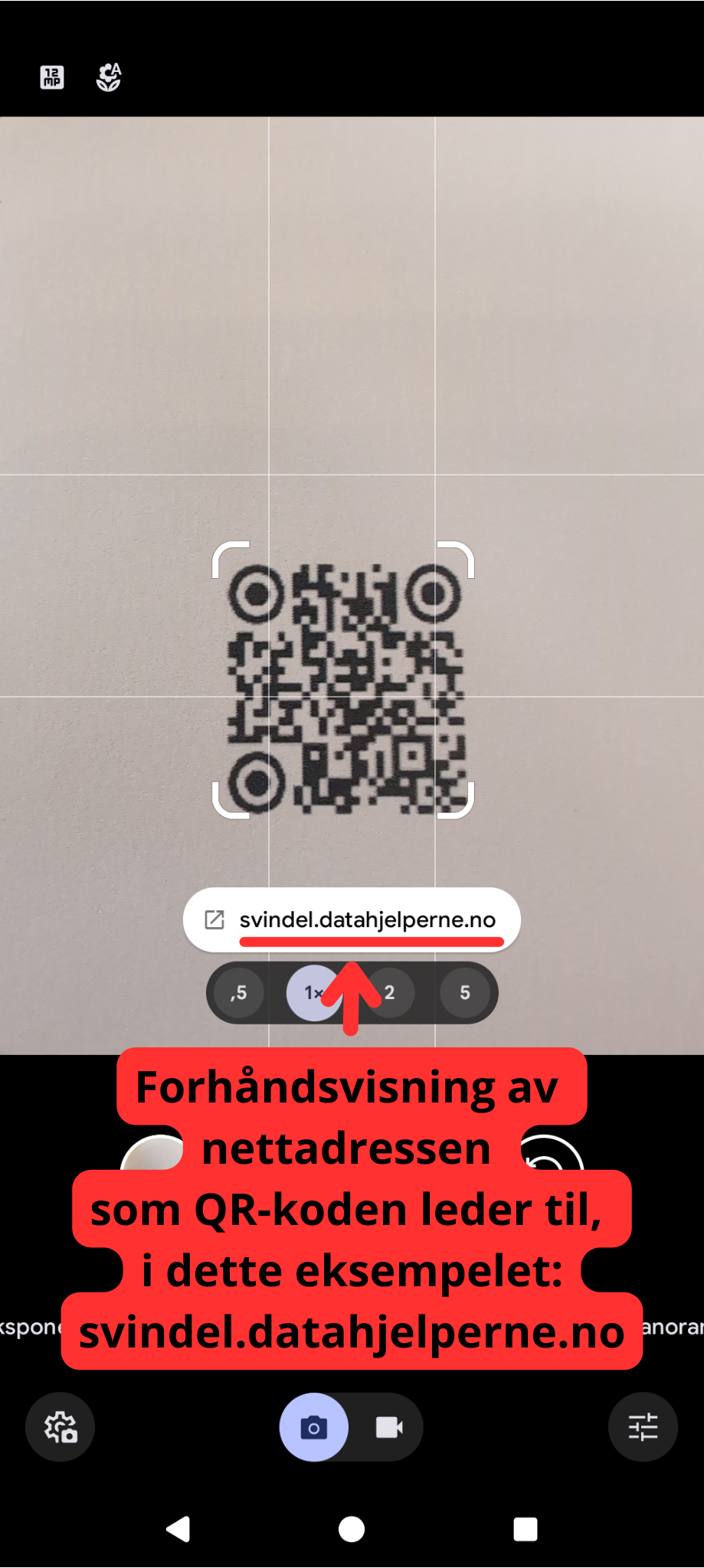 bilde som viser forhåndsvisning av lenke fra qr-kode