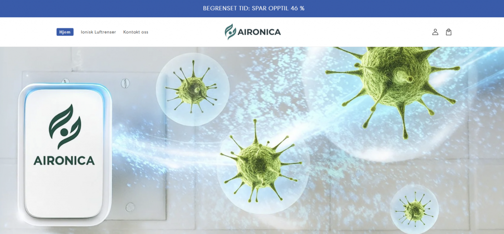 Skjermbilde fra Aironica.com.