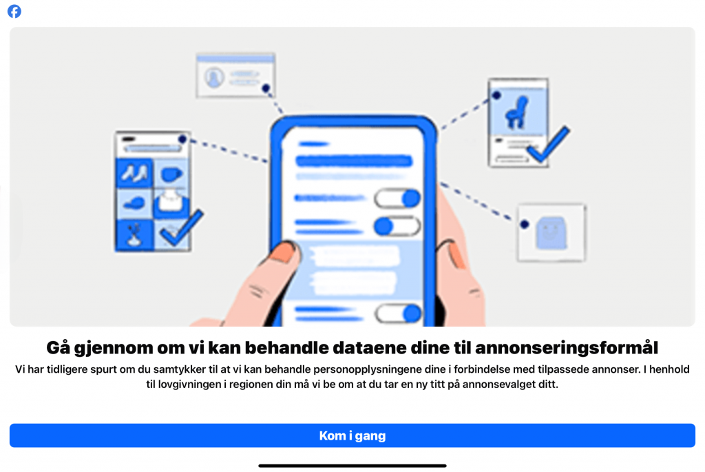 Skjermbilde fra facebook som viser valg.