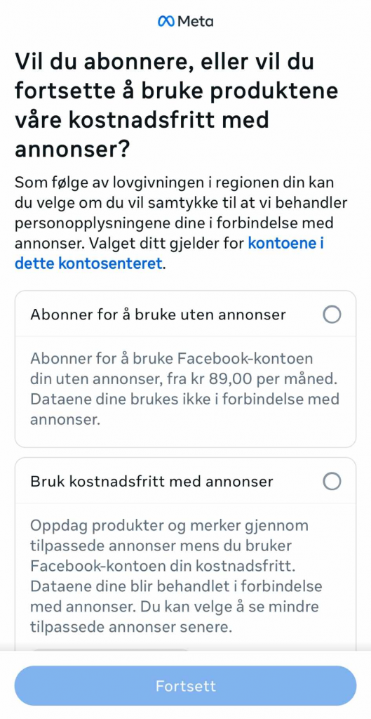 Skjermbilde fra Facebook-appen for mobil.