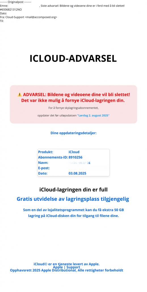 bilde av svindelepost