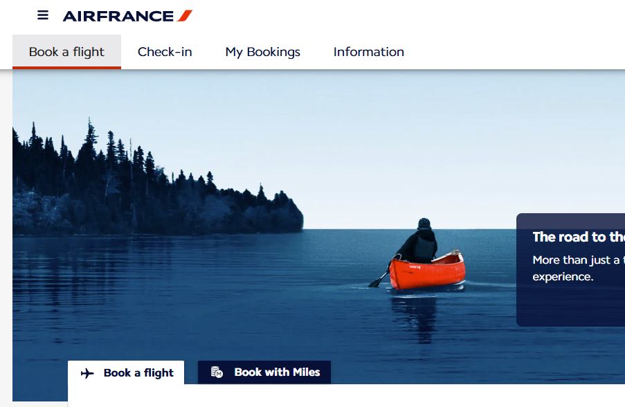 Skjermbilde fra Airfrance.no.