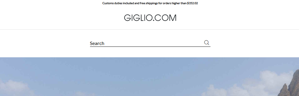 skjermbilde fra giglio.com