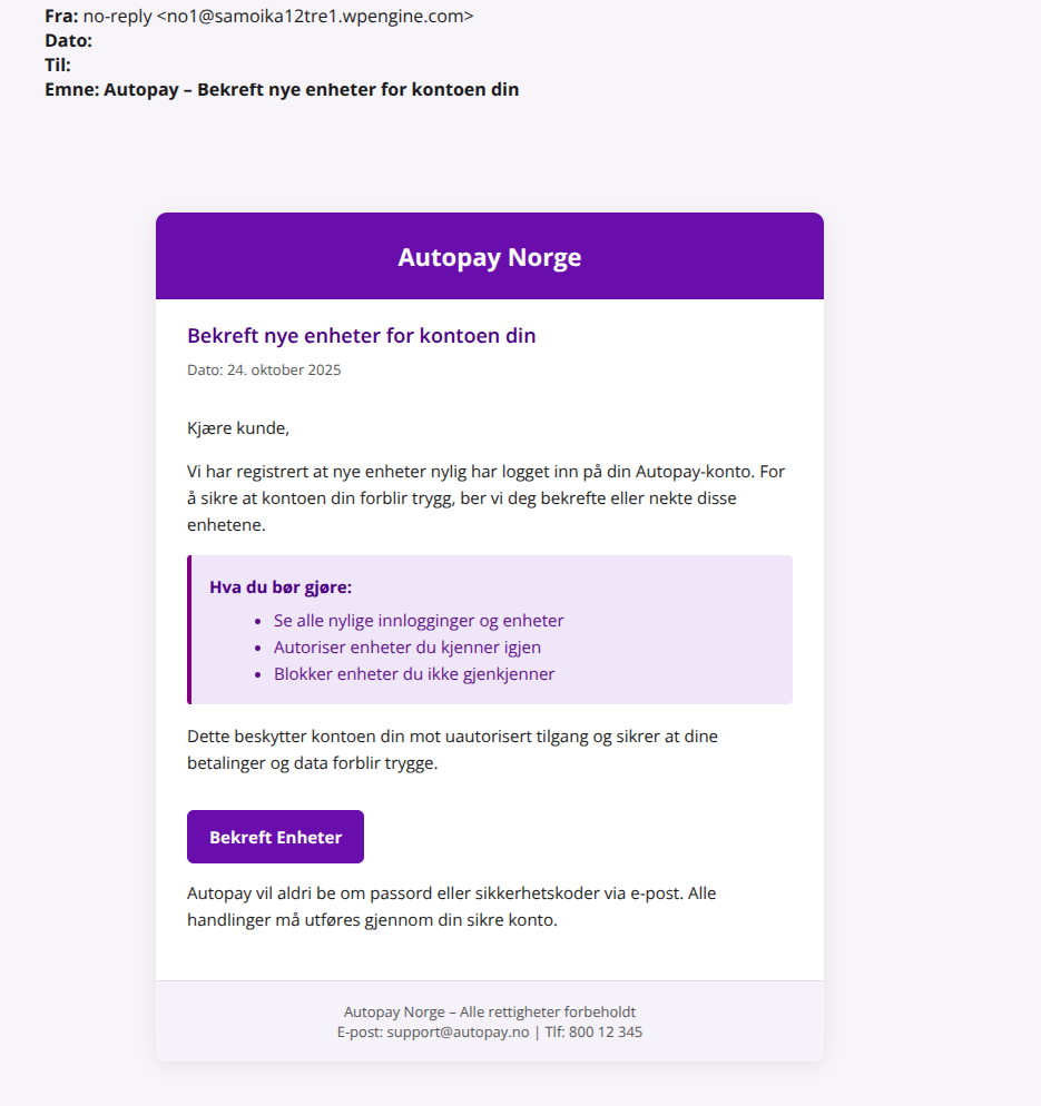 bilde av svindelepost fra autopay