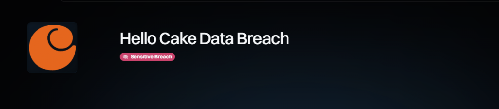 Skjermbilde fra haveibeenpwned.com/Breach/HelloCake