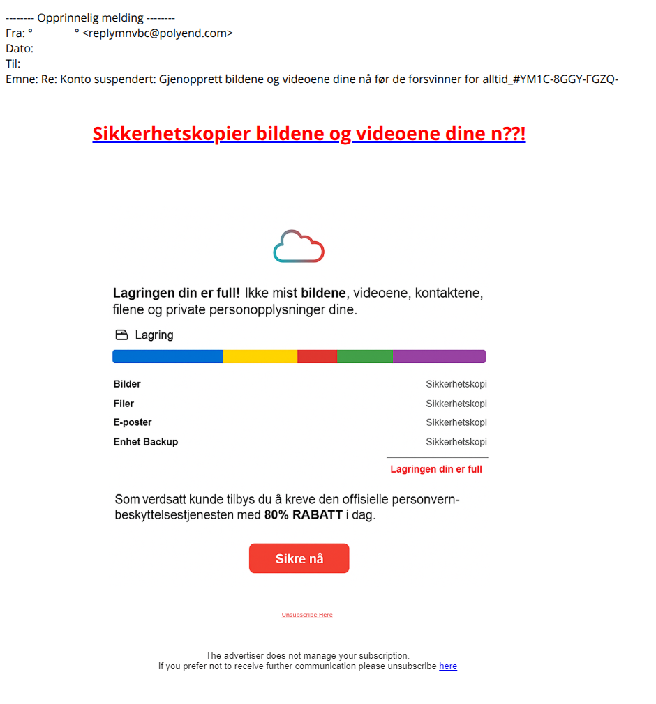 bilde av svindelmail