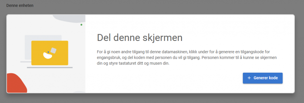 Bilde som viser hvordan man genererer kode i chrome eksternt skrivebord
