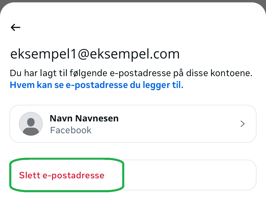 Skjermbilde fra Facebook-appen.