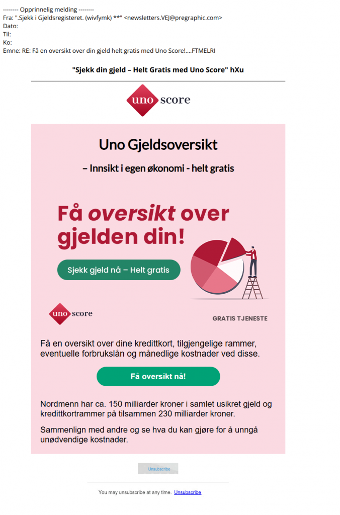 bilde av svindel på e-post