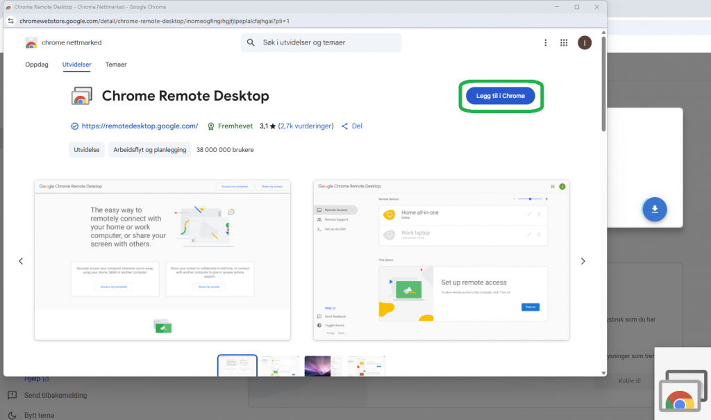 Bilde av nedlasting av chrome plugin