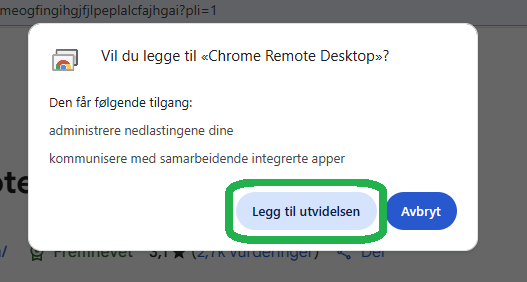 Skjermbilde som viser dialogboks