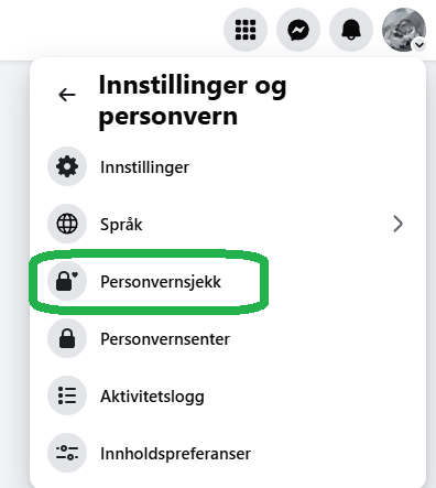 Skjermbilde fra facebook som viser neste steg.
