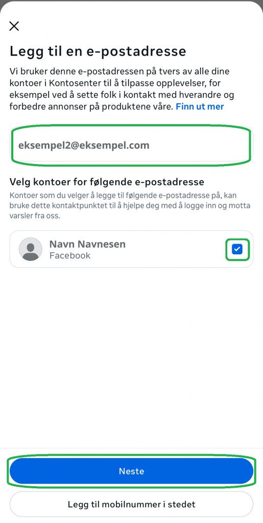 Skjermbilde fra Facebook-appen.