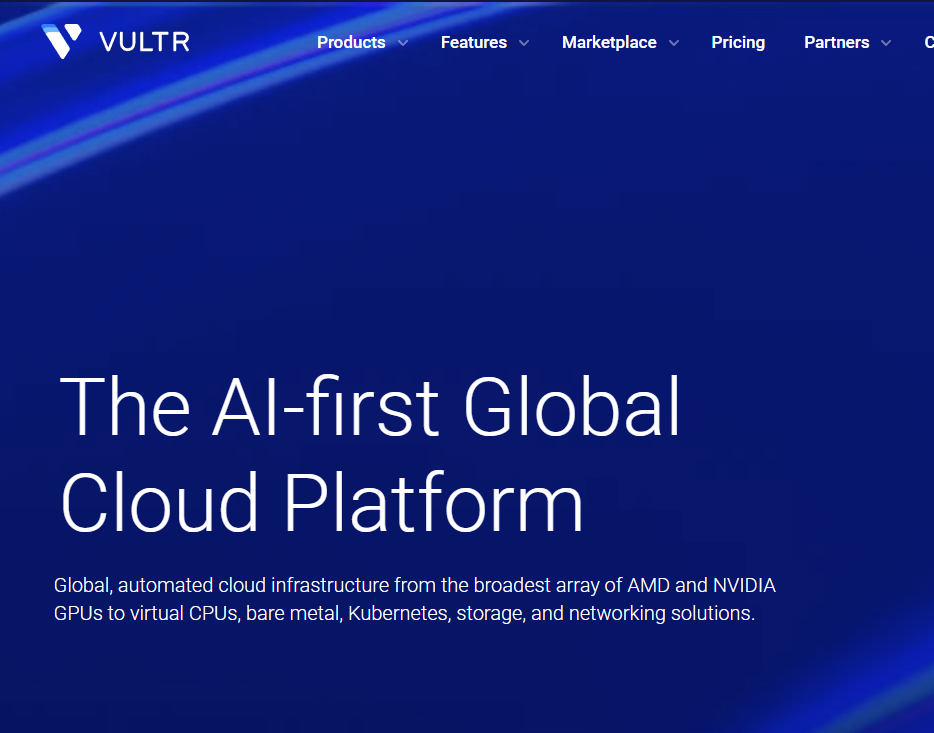 Skjermbilde fra https://www.vultr.com/