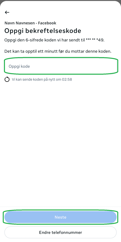 Skjermbilde fra Facebook-appen.