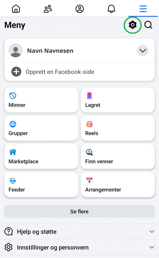 Skjermbilde fra Facebook-appen.
