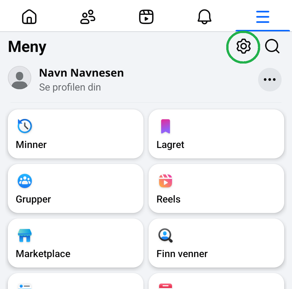Skjermbilde fra Facebook-appen.