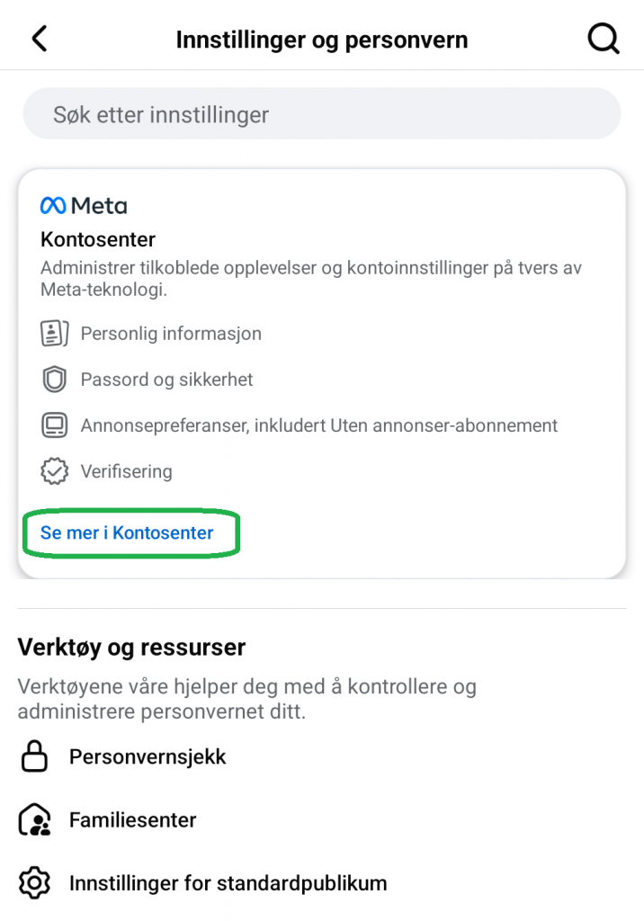 Skjermbilde fra Facebook-appen.