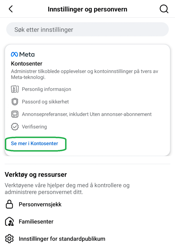 Skjermbilde fra Facebook-appen.