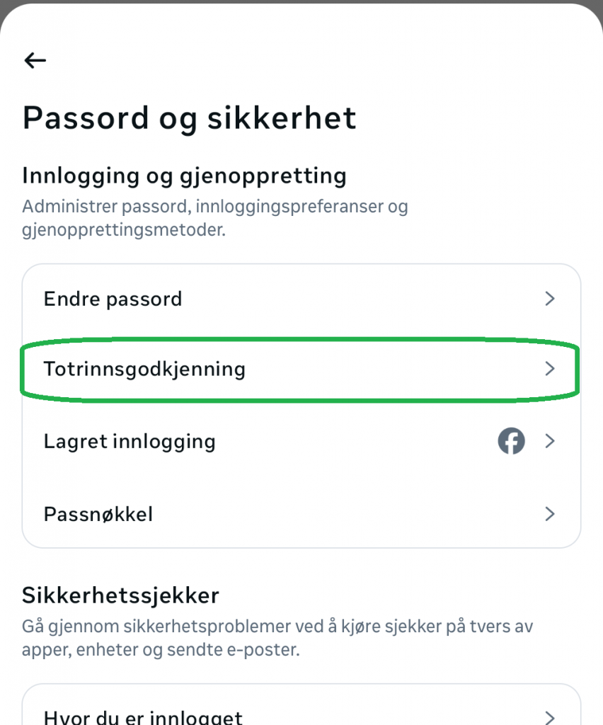 Skjermbilde fra Facebook-appen.