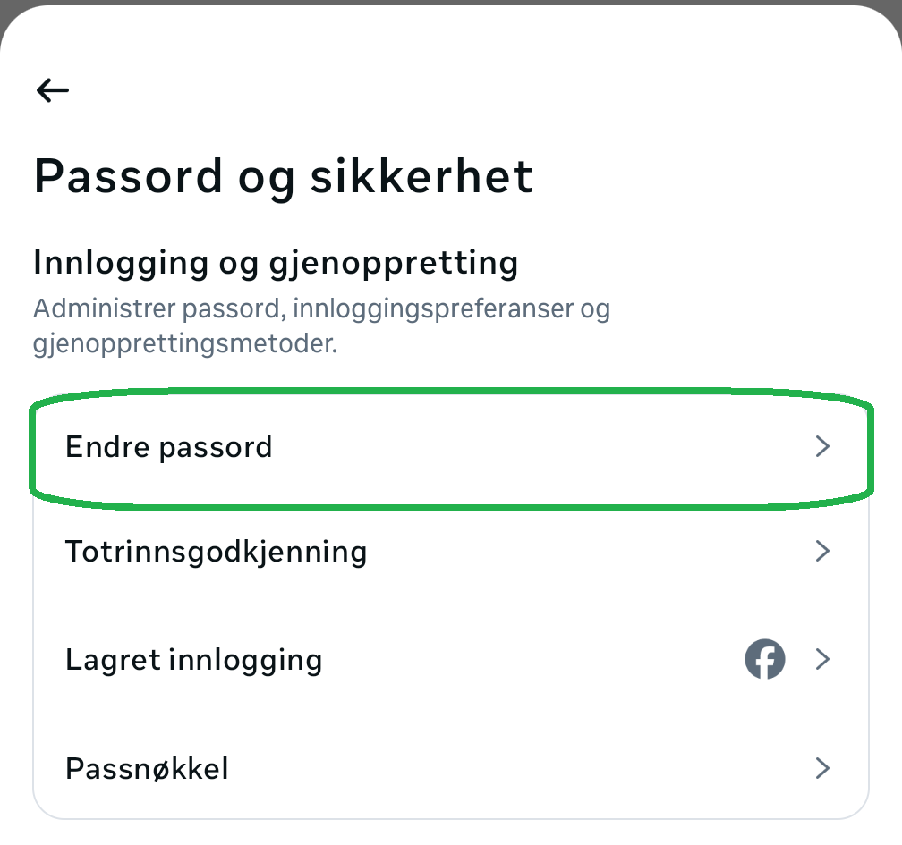 Skjermbilde fra Facebook-appen.