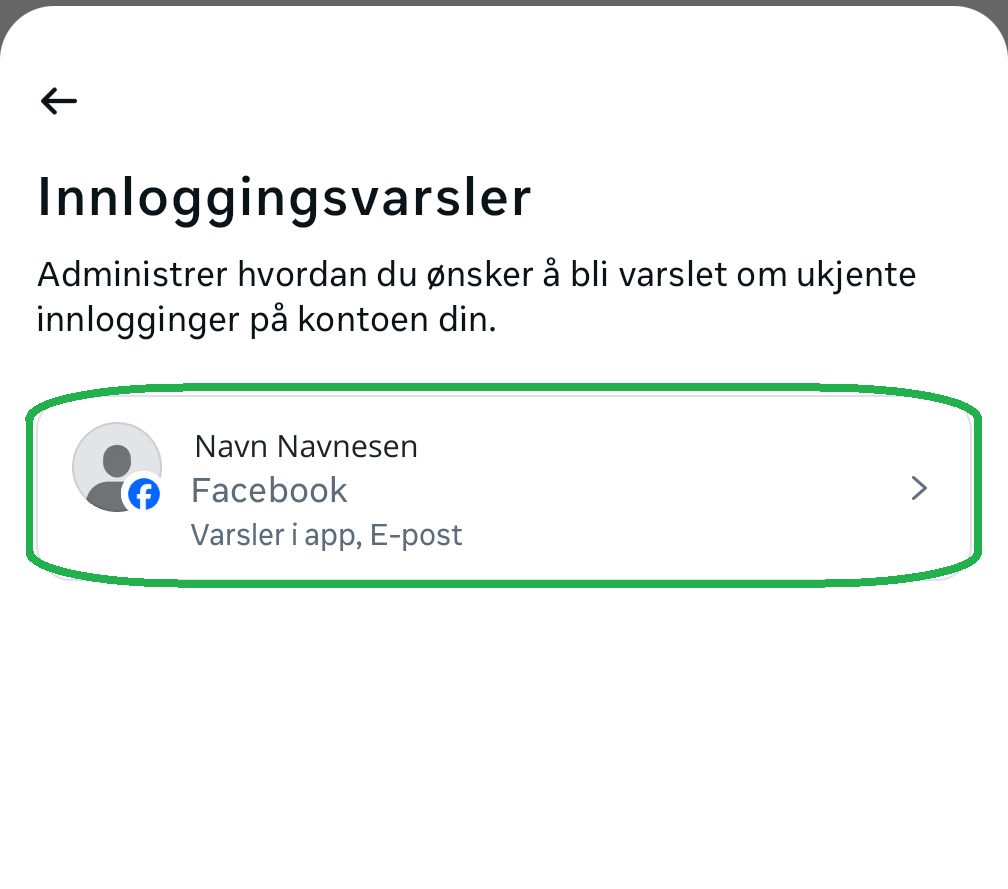 Skjermbilde fra Facebook-appen.