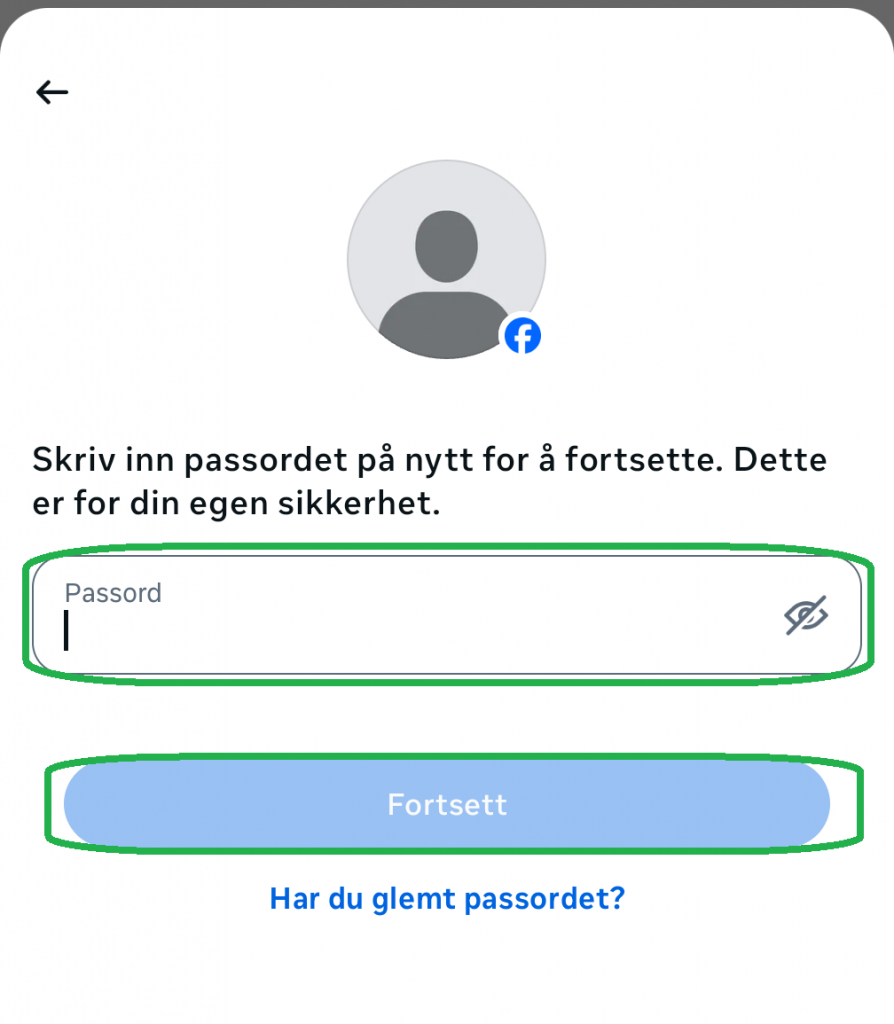 Skjermbilde fra Facebook-appen.
